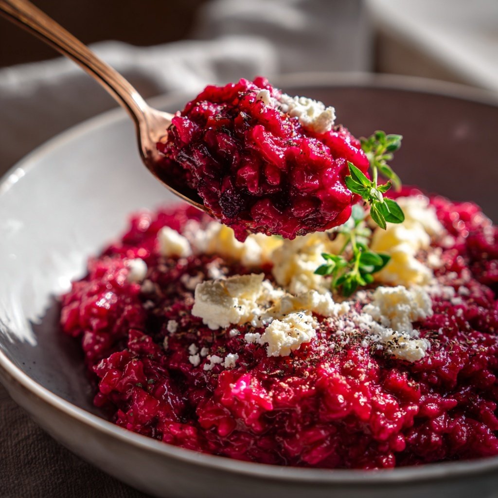 Rote-Bete-Risotto mit Ziegenkäse
