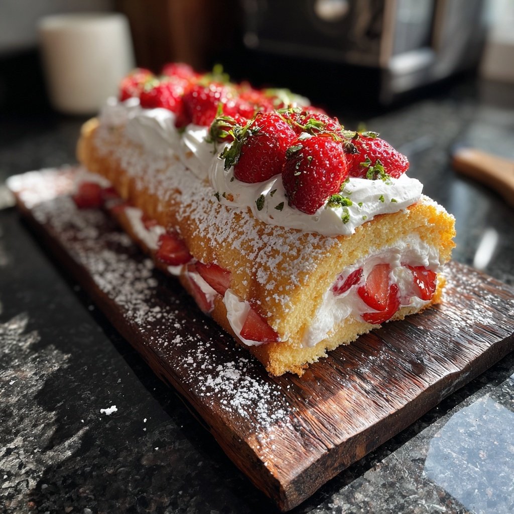 Erdbeer Biskuitrolle